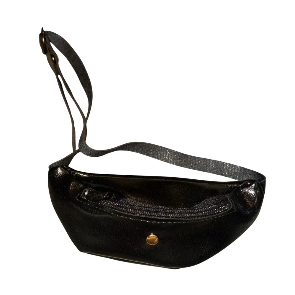 Vintage Playhouse Collection Doll Accessory Black Faux Leather Fanny Pack Bag